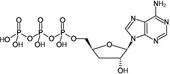 Structural formula of 3'-dATP ((Cordycepin triphosphate), 3'-Deoxyadenosine-5'-triphosphate, Sodium salt)