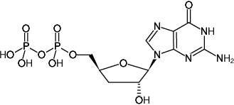 Structural formula of 3'-dGDP (3'-Deoxyguanosine-5'-diphosphate, Sodium salt)