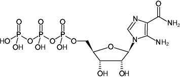 Structural formula of ZTP ((AICAR triphosphate), 5'-Aminoimidazole-4-carboxamide-1-β-D-ribofuranosyl-5'-triphosphate, Sodium salt)