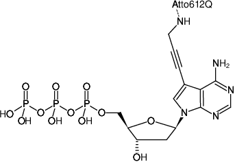 Structural formula of 7-Propargylamino-7-deaza-dATP-ATTO-612Q (7-Deaza-7-propargylamino-2'-deoxyadenosine-5'-triphosphate, labeled with ATTO 612Q, Triethylammonium salt)