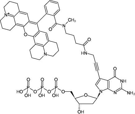 Structural formula of 7-Propargylamino-7-deaza-dGTP-ATTO-Rho101 (7-Deaza-7-propargylamino-2'-deoxyguanosine-5'-triphosphate, labeled with ATTO Rho101, Triethylammonium salt)