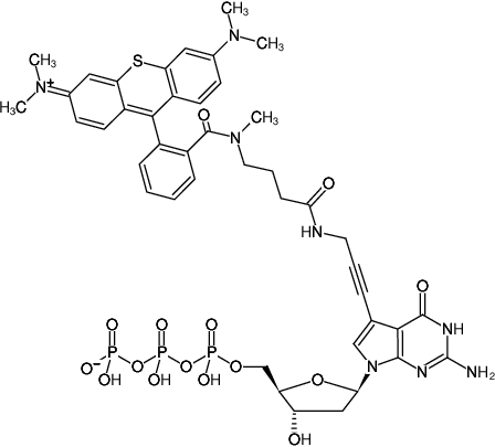 Structural formula of 7-Propargylamino-7-deaza-dGTP-ATTO-Thio12 (7-Deaza-7-propargylamino-2'-deoxyguanosine-5'-triphosphate, labeled with ATTO Thio12, Triethylammonium salt)