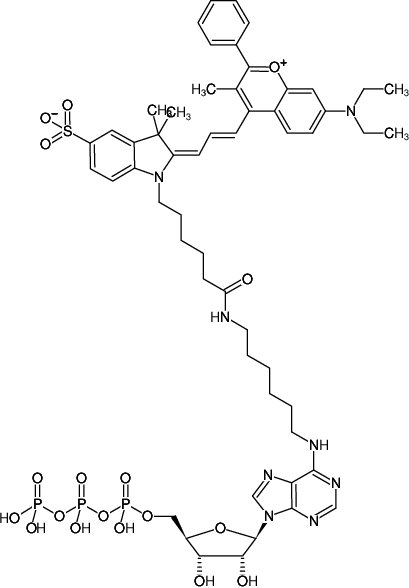 Structural formula of N6-(6-Aminohexyl)-ATP-DYQ-660 (N6-(6-Aminohexyl)-adenosine-5'-triphosphate, labeled with DYQ 660, Triethylammonium salt)