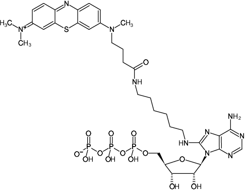 Structural formula of 8-(6-Aminohexyl)-amino-ATP-ATTO-MB2 (8-(6-Aminohexyl)-amino-adenosine-5'-triphosphate, labeled with ATTO-MB2, Triethylammonium salt)