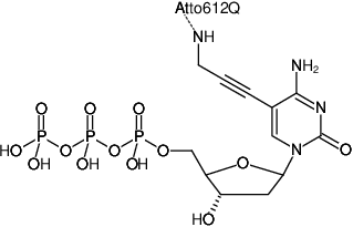 Structural formula of 5-Propargylamino-dCTP-ATTO-612Q (5-Propargylamino-2'-deoxycytidine-5'-triphosphate, labeled with ATTO 612Q, Triethylammonium salt)