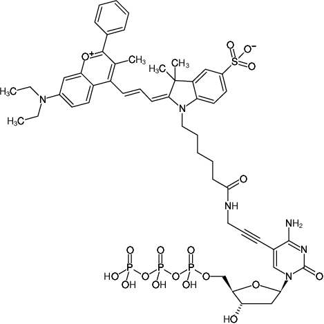 Structural formula of 5-Propargylamino-dCTP-DYQ-660 (5-Propargylamino-2'-deoxycytidine-5'-triphosphate, labeled with DYQ 660, Triethylammonium salt)