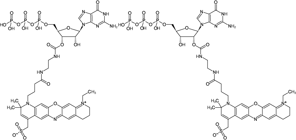 Structural formula of EDA-GTP-ATTO-680 (2'/3'-O-(2-Aminoethyl-carbamoyl)-Guanosine-5'-triphosphate, labeled with ATTO 680, Triethylammonium salt)