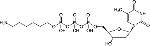 Structural formula of γ-(6-Aminohexyl)-dTTP (γ-(6-Aminohexyl)-2'-deoxythymidine-5'-triphosphate, Triethylammonium salt)